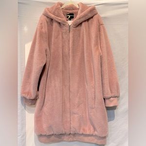 NWT - Beautiful Serena Williams Pink Faux Fur Hooded Bomber Coat - Size 1X